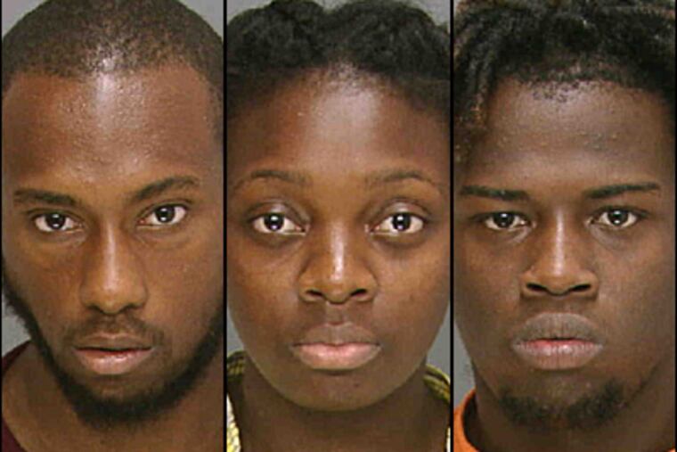 Terrance Howard, 20, (from left), Erica Rockymore, 18, and Aleek Hamilton, 19, were part of a band of young people who committed assaults and robberies after a music festival Saturday night, police say.