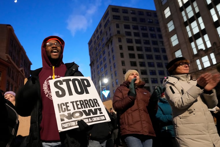 Protesters in Portland, Maine stage a rally Jan. 23 opposing the presence of U.S. Immigration Customs Enforcement agents in their state.