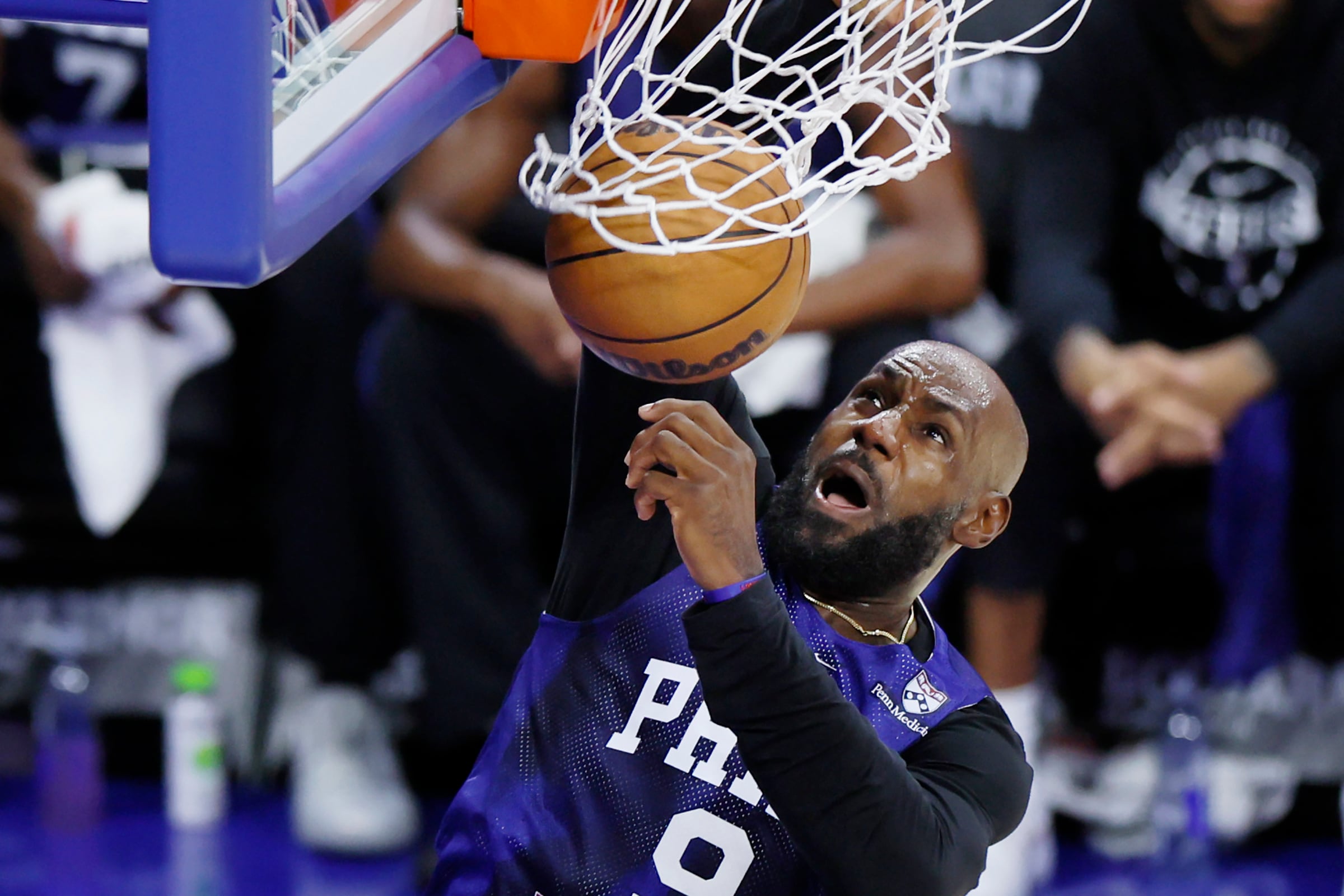 LeBron James makes first public appearance at Blue x White scrimmage and puts on show for ‘Philly faithful’