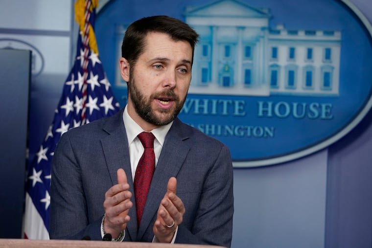 National Economic Council Director Brian Deese speaks during a press briefing at the White House on Jan. 22 in Washington.