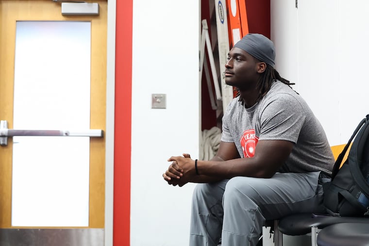 Temple defensive tackle Sekou Kromah is one of the five players who received a coveted single-digit number this season. He is expected to be a leader of the defense.