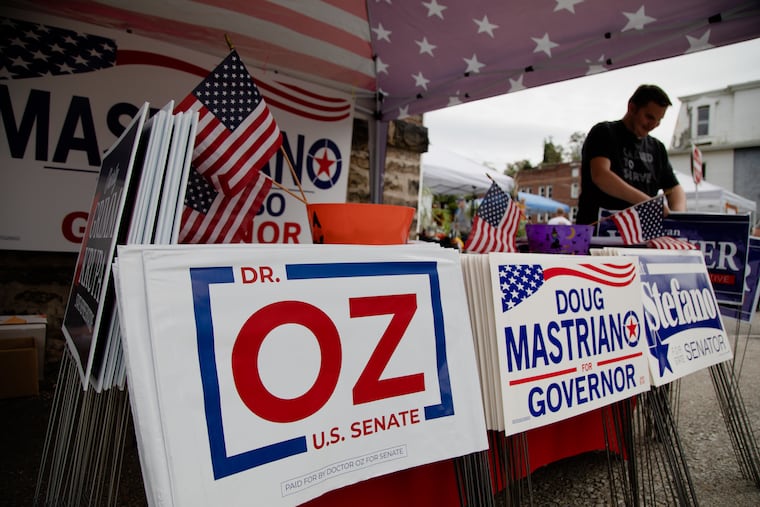 Republican campaign yard signs last Saturday in Fayette County, in Southwestern Pennsylvania.
