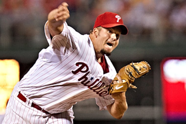 Joe Blanton pitched seven strong innings but came away with a no-decision. (David M Warren / Staff Photographer)