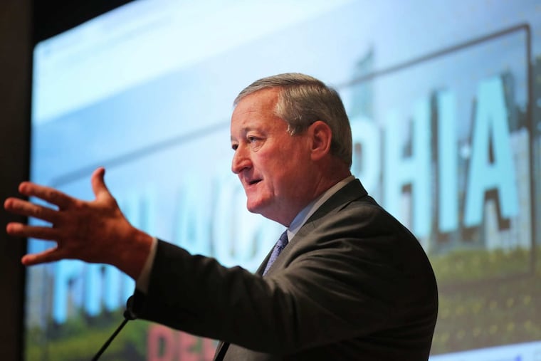 Mayor Kenney speaks at a gathering hosted by the Chamber of Commerce for Greater Philadelphia at the Barnes Foundation. The mayor thanked the diverse coalition Thursday that made the Philadelphia region’s bid for Amazon HQ2.