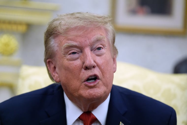 President Donald Trump speaks in the Oval Office of the White House, Monday, Aug. 17, 2026, in Washington. During a news conference he attacked CNN reporter Kristen Holmes for a question she asked.