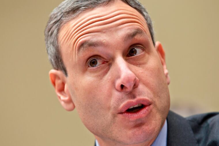 In this Aug. 2, 2012 file photo, Internal Revenue Service (IRS) Commissioner Douglas Shulman testifies on Capitol Hill in Washington, before the House Oversight Committee. The Internal Revenue Service inappropriately flagged conservative political groups for additional reviews during the 2012 election to see if they were violating their tax-exempt status, a top IRS official said Friday. (AP Photo/J. Scott Applewhite)