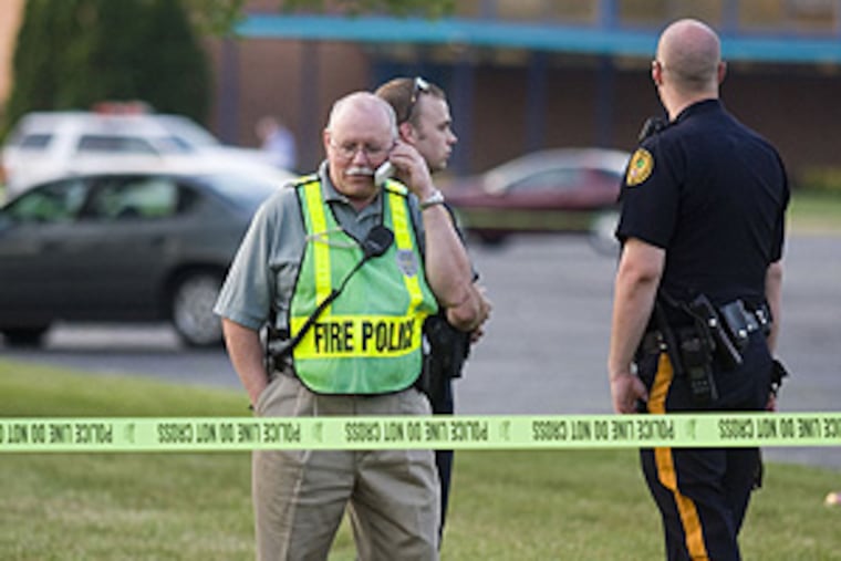 Police secured the Garfield Park Academy in Willingboro yesterday afternoon, after a student was wounded by an officer.