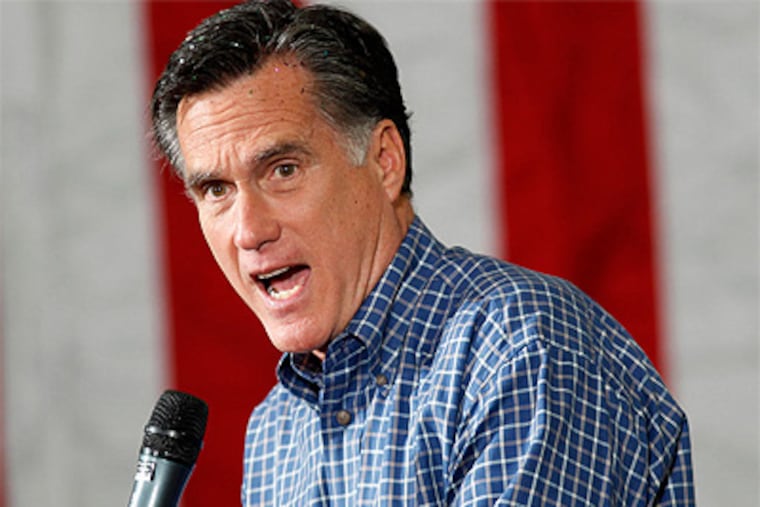 Mitt Romney's critique has centered on Rick Santorum's record in the Senate as a seeker and defender of “earmarks”. (Gerald Herbert / Associated Press)