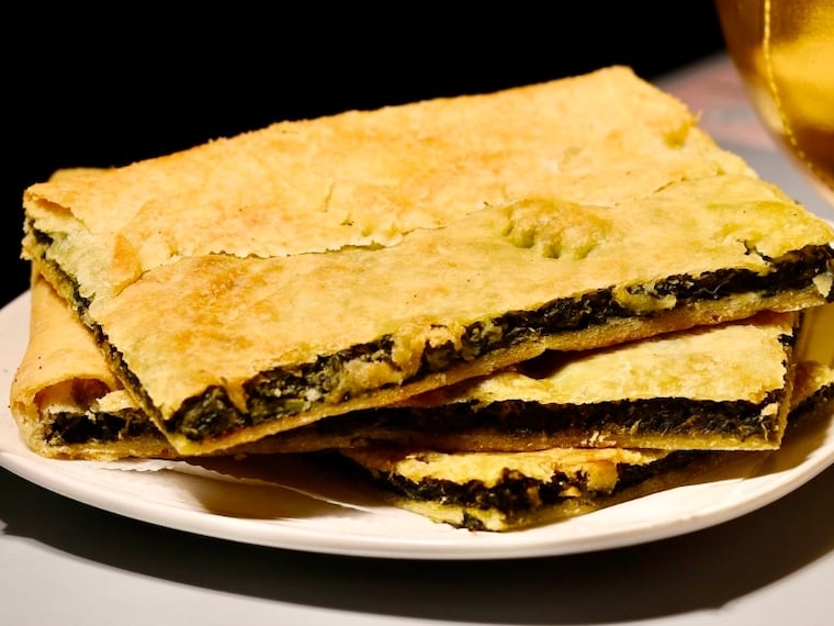 The Spinach Jawn at Batter & Crumbs, a vegan erbazzone pastry.