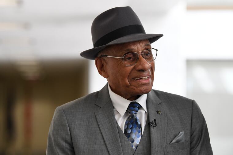 Willie O'Ree, the first black player to compete in the NHL, arrives for a meeting on Capitol Hill in Washington, in this July 25, 2019, file photo.