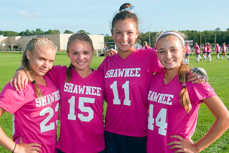 Shawnee field hockey players (left to right) Erica Solomen and her sister Sabrina Solomen, Gianna Mancini and her sister Bella (Isabella) Mancini.