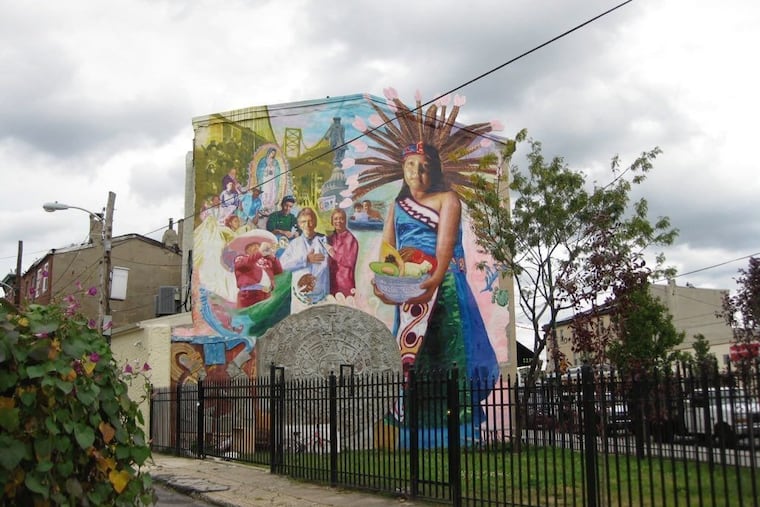 In 2005, Philadelphia-based artist Cesar Viveros painted 'Fuego Nuevo,' a fresco-style mural (with bas-relief details) at 233 W. Girard Ave. Five years later, the 35-foot-high, 30-foot-wide mural was completely covered over by developers.