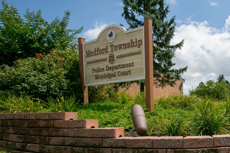 The entrance of the Medford Township Public Safety building in 2020.