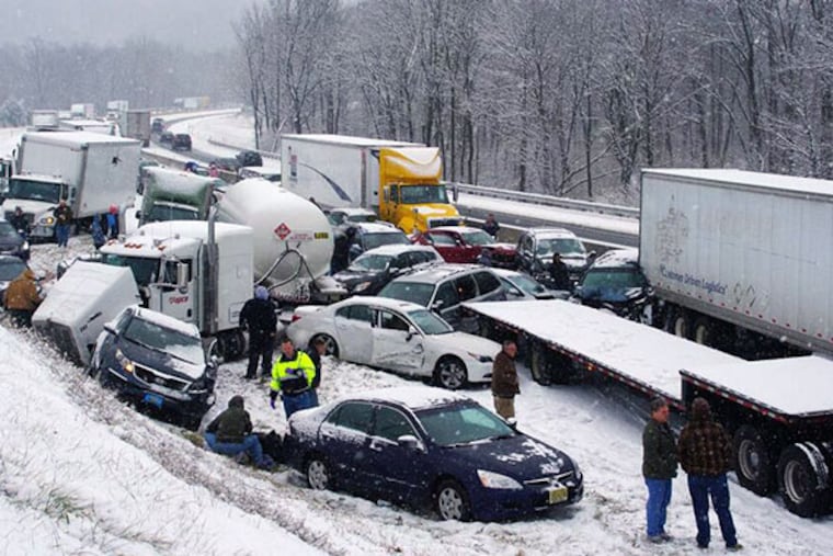 A photo via twitter of an accident on the Pennsylvania Turnpike.