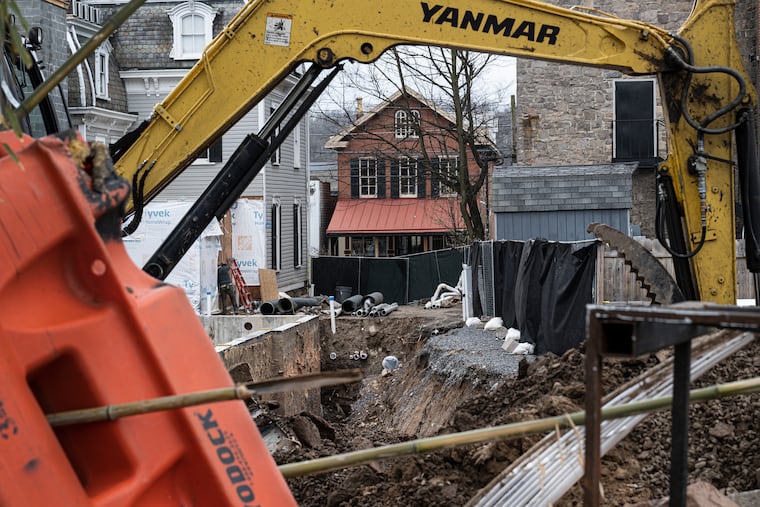 Construction is shown in New Hope, Bucks County, last year. Home builder Andrew Kaye, past president of the Home Builders Association of Bucks & Montgomery Counties, said homebuyer demand is strong in the county.