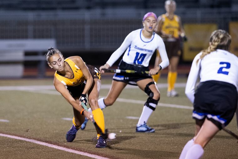 Molly Gorczyca, left, of Rowan in action against Elizabethtown College in a recent game.