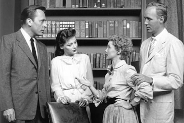 From left, Herb Nelson, Ellen Demming, Susan Douglas, and Lyle Sudrow appear in the premiere TV broadcast of "Guiding Light," on June 30, 1952. (AP Photo/CBS Archive)