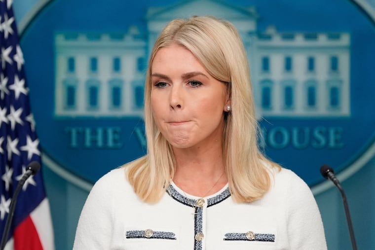 Karoline Leavitt, the Trump administration's press secretary, in the White House Briefing Room in July. Responding to reporters' questions with insults and derision has been a hallmark of her tenure.