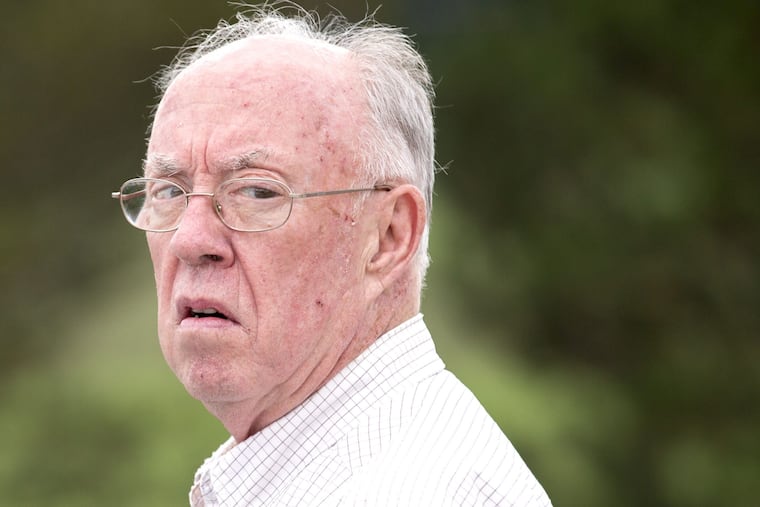 The Reverend John T. Sweeney, of Greensburg, waits for his attorney following his arraignment after being charged with sexual abuse on Monday, July 24, 2017 at District Court 10-104. The victim is accusing Sweeney of sexual abuse after an incident occured when the victim was in the fourth grade, 1991-1992, at the St. Margaret Mary Catholic School in Lower Burrell, Westmoreland County, where Sweeney was a pastor. (Antonella Crescimbeni/Post-Gazette)