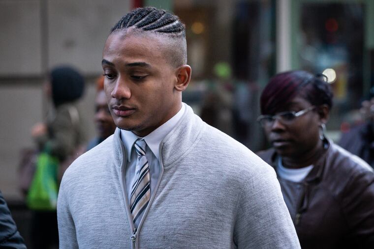 Michael White arrives for a preliminary hearing in Philadelphia, October 30, 2018. Michael White is charged with third degree murder for the stabbing death of Sean Schellenger.