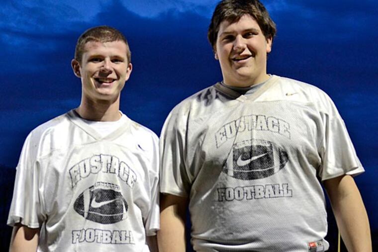 Bishop Eustace quarterback Tim McConnell (left) and center Matt
Fitzpatrick (right). (Tom Gralish/Staff Photographer)