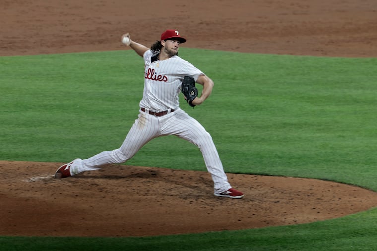 Aaron Nola pitching against the Miami Marlins on Sept. 9. Nola will take the mound for the Phillies tonight against the Pittsburgh Pirates at Citizens Bank Park.