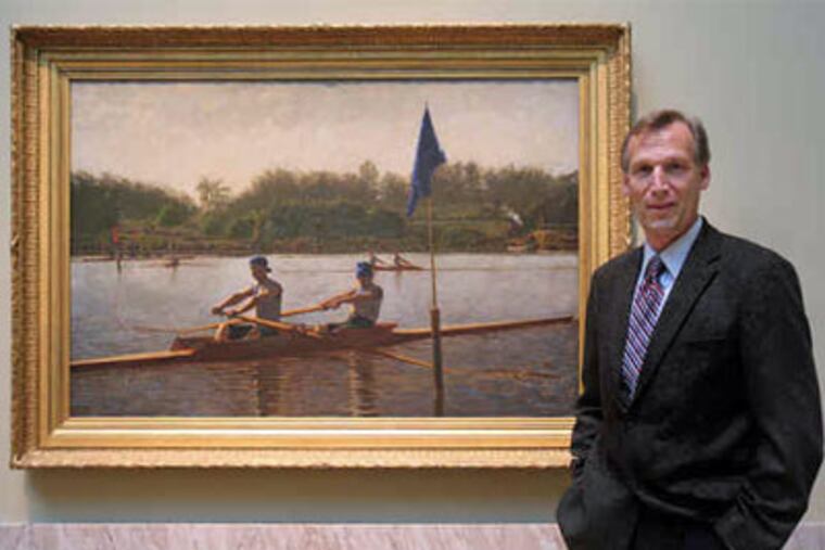 New Philadelphia Museum of Art director Timothy Rub describes Thomas Eakins' "The Biglin Brothers Turning the Stake,"; on view at the Cleveland Museumof Art, as "great Philadelphia art." The painting celebrates the rowing races on the Schuylkill in 1872. Rub will come to Philadelphia from Cleveland this fall. (David M. Warren / Staff Photographer)