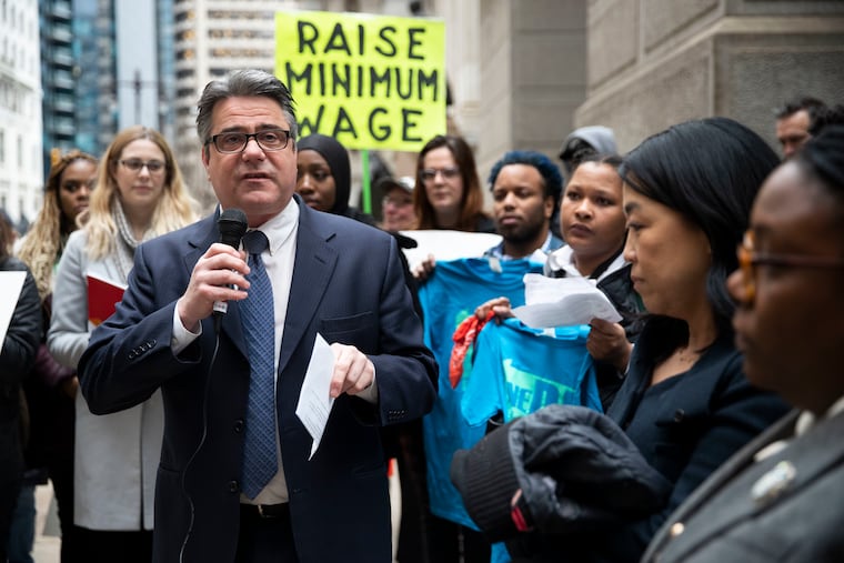 City Councilmember Bobby Henon speaks outside of City Hall at a February press conference.