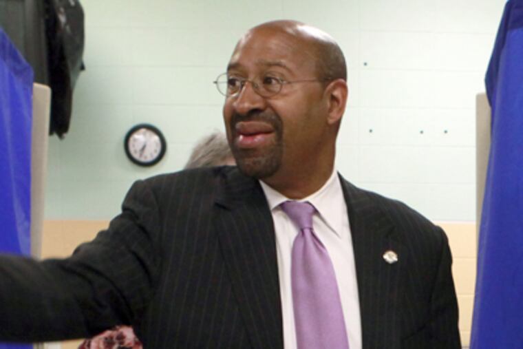 Philadelphia Mayor Michael Nutter won the Democratic nomination in the Pa. primary election Tuesday night. (AP Photo/Jaqueline Larma)