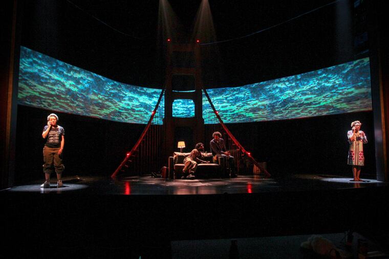 (Left to right:) Shayna Small, Jonathan Bangs, Lindsay Smiling, and Stephanie Weeks in “How to Catch Creation,†through April 14 at Philadelphia Theatre Company.