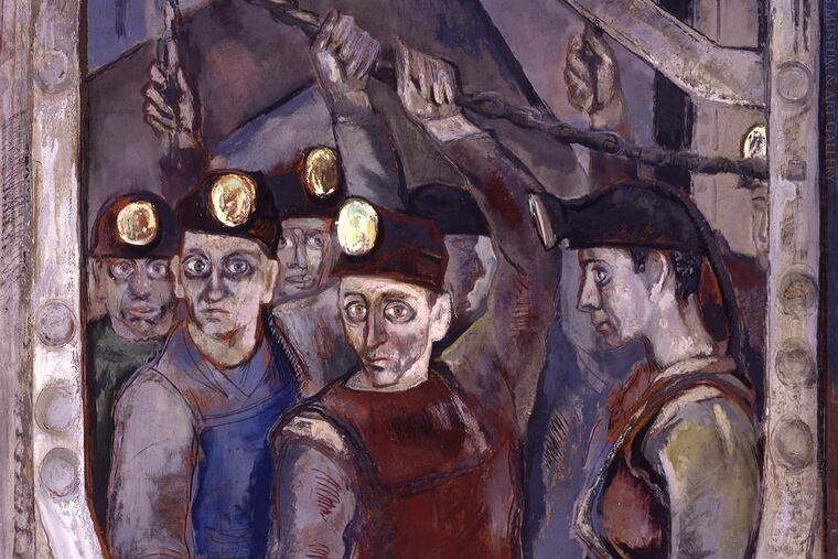"Miners in a Lift" (1947) by Henry Varnum Poor. (Pennsylvania State University)