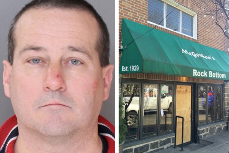 John McGeehan, 55, is charged with aggravated assault, violation of the Uniform Firearms Act and related offenses for allegedly firing a shot outside McGeehan's bar in Holmesburg over the weekend. (Philadelphia Police)