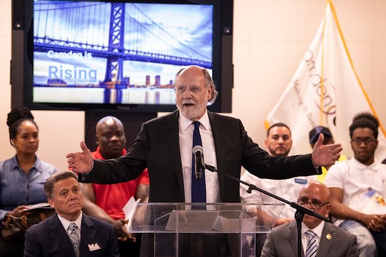 Jon Corzine, former governor of New Jersey, speaks during a press conference at the Governor James J. Florio Center For Public Service in Camden Thursday, May 16, 2019. Florio also spoke.