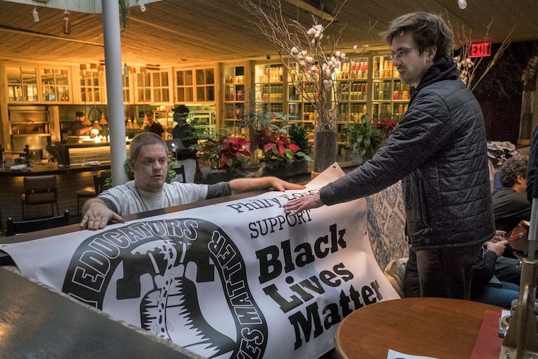 Members of the Caucus of Working Educators prep in January for their Black Lives Matter week of action, encouraging teachers to prepare Black Lives Matter-themed events and generally mobilizing educators to embrace the movement.