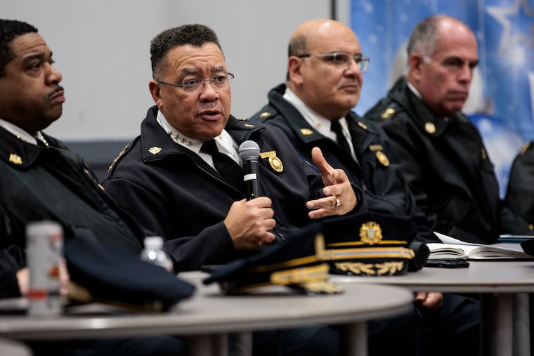 Police Commissioner Kevin J. Bethel speaks during the 22nd District community meeting at the Honickman Learning Center on Tuesday, Dec. 2, 2025, in Philadelphia.