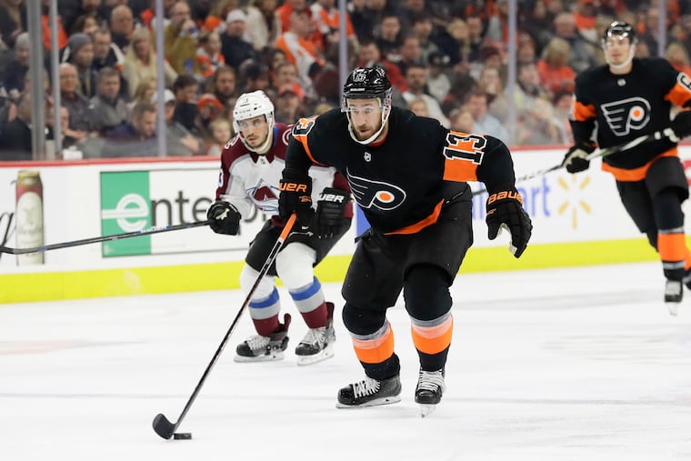 Flyers center Kevin Hayes, skating ahead of the pack against Colorado on Feb. 1, has helped galvanize the team.