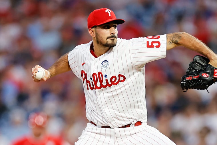 Phillies pitcher Zach Eflin throws against the Angels on June 3.