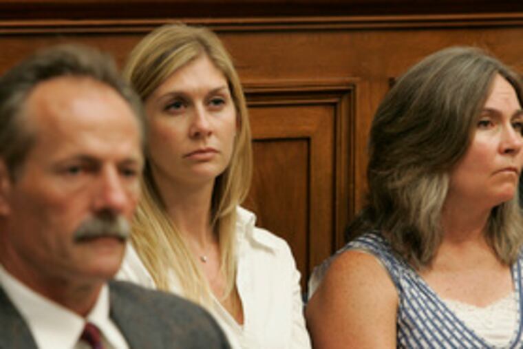 The family of Cpl. Pat Tillman listens to the testimony: Father Pat Tillman Sr., wife Marie Tillman, and mother Mary Tillman. They left yesterday's hearing without commenting.