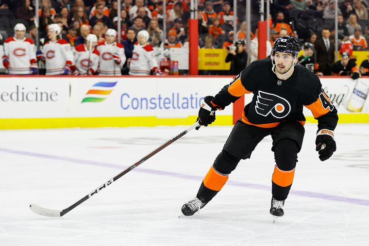Flyers forward Noah Cates emerged as a leading defensive center as a rookie following a position change.