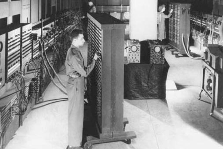This 1946 photograph shows ENIAC, a 30-ton electronic machine at the University of Pennsylvania. In the 1980s the National Society of Professional Engineers named ENIAC as one of the 10 most outstanding engineering achievements of the past 50 years. (AP Photo)