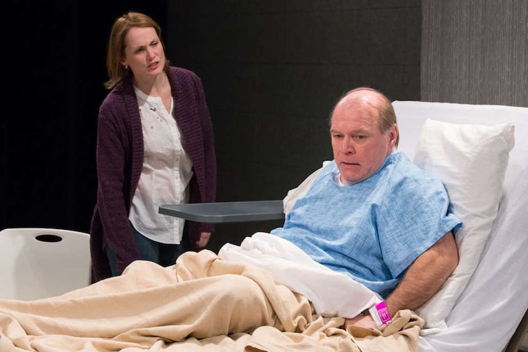 A funny thing happened on the way to a kidney transplant: Julianna Zinkel (left) and Craig Spidle in Michael Hollinger's dark comedy "Under the Skin" at the Arden Theatre.