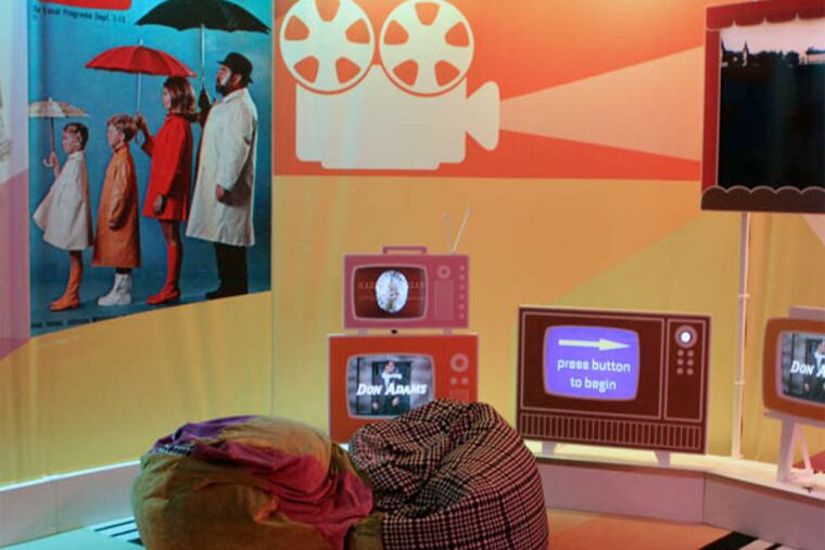 A room in the "1968" exhibit, which takes a month-by-month look at the year, displays beanbag chairs and televisions playing then-popular shows. (STEPHANIE AARONSON / STAFF PHOTOGRAPHER)