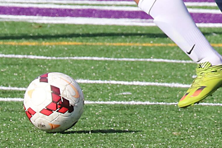 JWEST25-B 10-24-2016 (AKIRA SUWA / For The Inquirer) Game story off St.Augustine HS at Cherry Hill West HS Boy's Soccer Game. St. Augustine #39 JT Tana is tripping Cherry Hill West #12 Brandon Nam at First Half. Cherry Hill West HS won over St. Augustine HS 3 to 0.