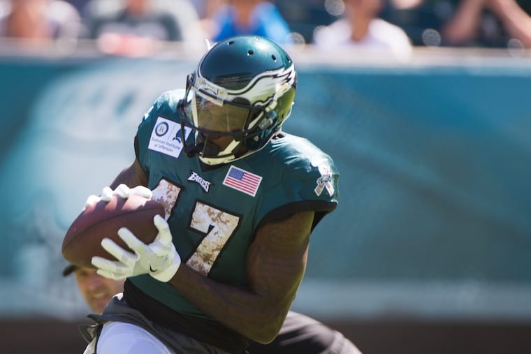 Eagles wide receiver Alshon Jeffery works out at Eagles training camp at Lincoln Financial Field on July 30th, 2017. CAMERON B. POLLACK / Staff Photographer