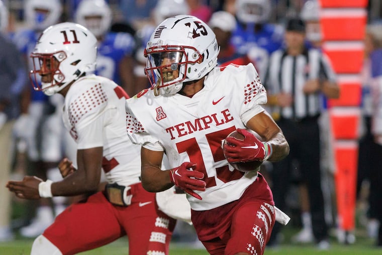 Temple's Amad Anderson Jr.(15) carries the ball during the season opener against Duke. The Owls kickoff their home opener on Saturday against FCS foe Lafayette.