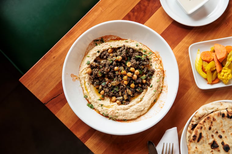 The Turkish Hummus is topped with ground beef, clarified butter and chick peas at Renata’s Kitchen on Thursday, Feb. 19, 2026 in Philadelphia.