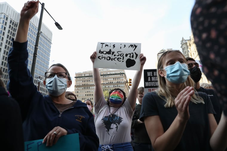 Protesters at Philadelphia's City Hall on Tuesday.