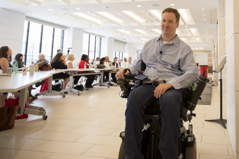 Eli Kulp, partner at High Street Hospitality, speaks at the Live Your Dreams conference at the Free Library.