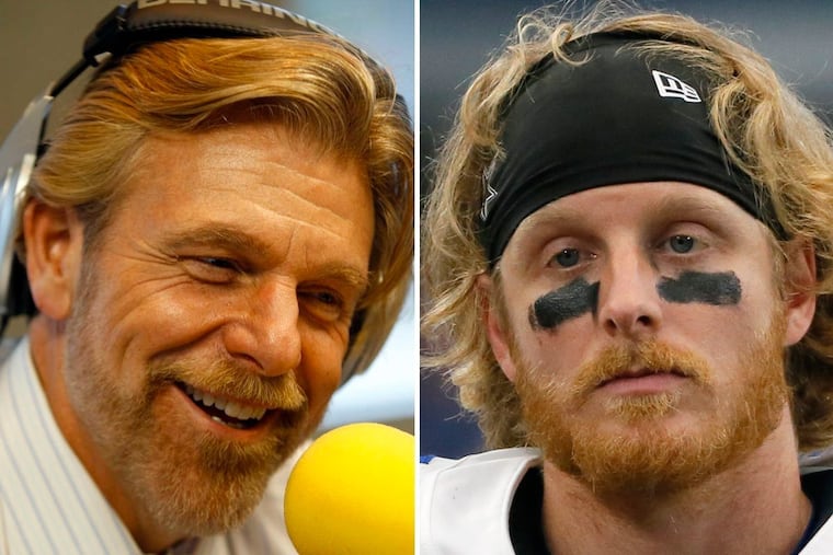 Cowboys wide receiver Cole Beasley (right) was unhappy with a tweet sent by WIP host Howard Eskin (left).