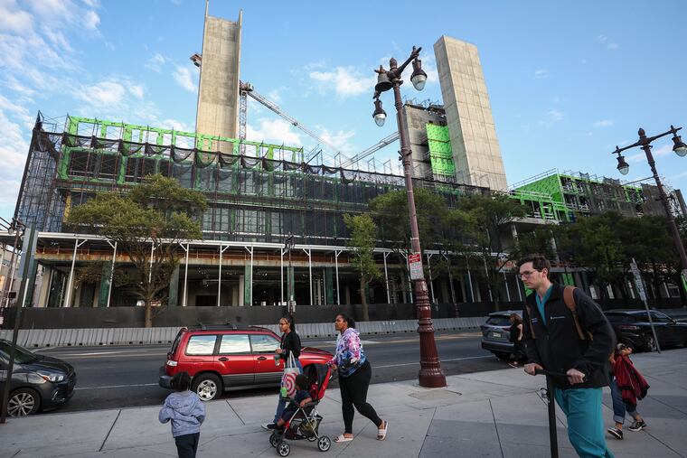 The Post Bros. building under construction at Broad Street and Washington Avenue will include 55 three-bedroom apartments, far more than most new multifamily buildings.